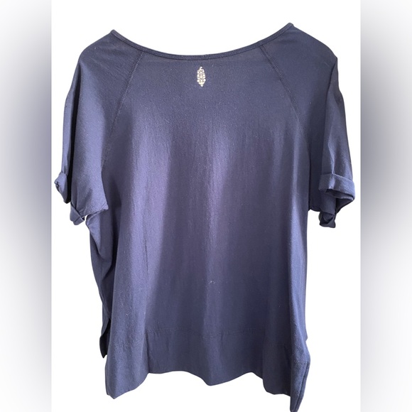 Free People Movement Inhale Tennis Club Henley Graphic Tee Navy - Picture 6 of 8